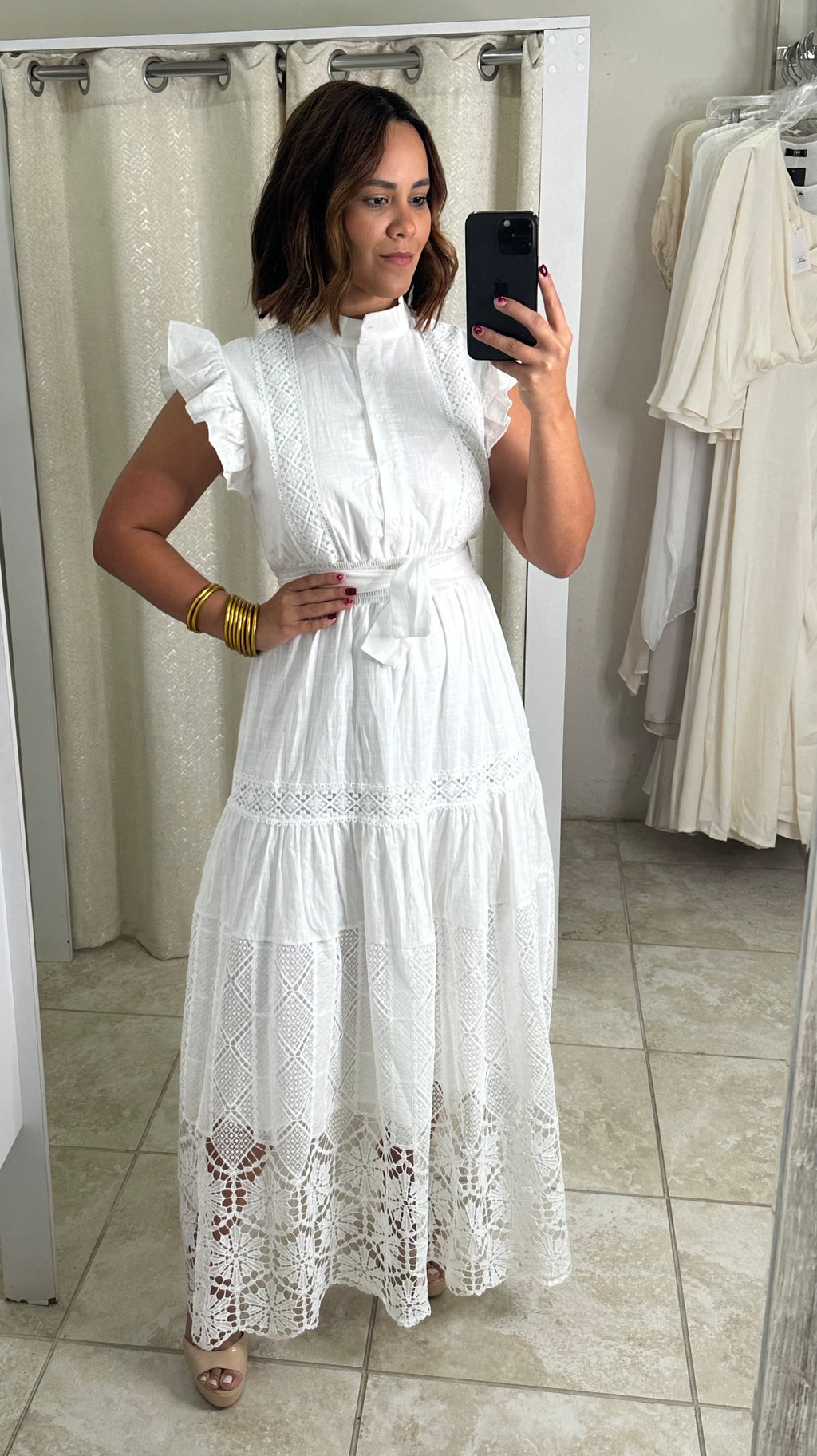 White Eyelet Long Dress