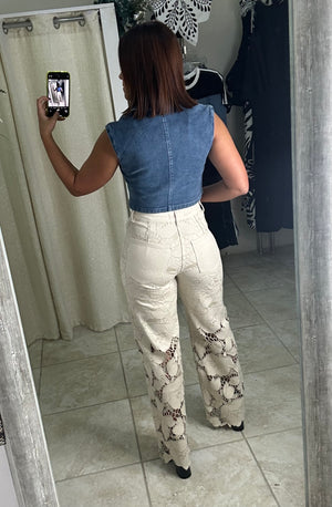 Cream Flower Pant