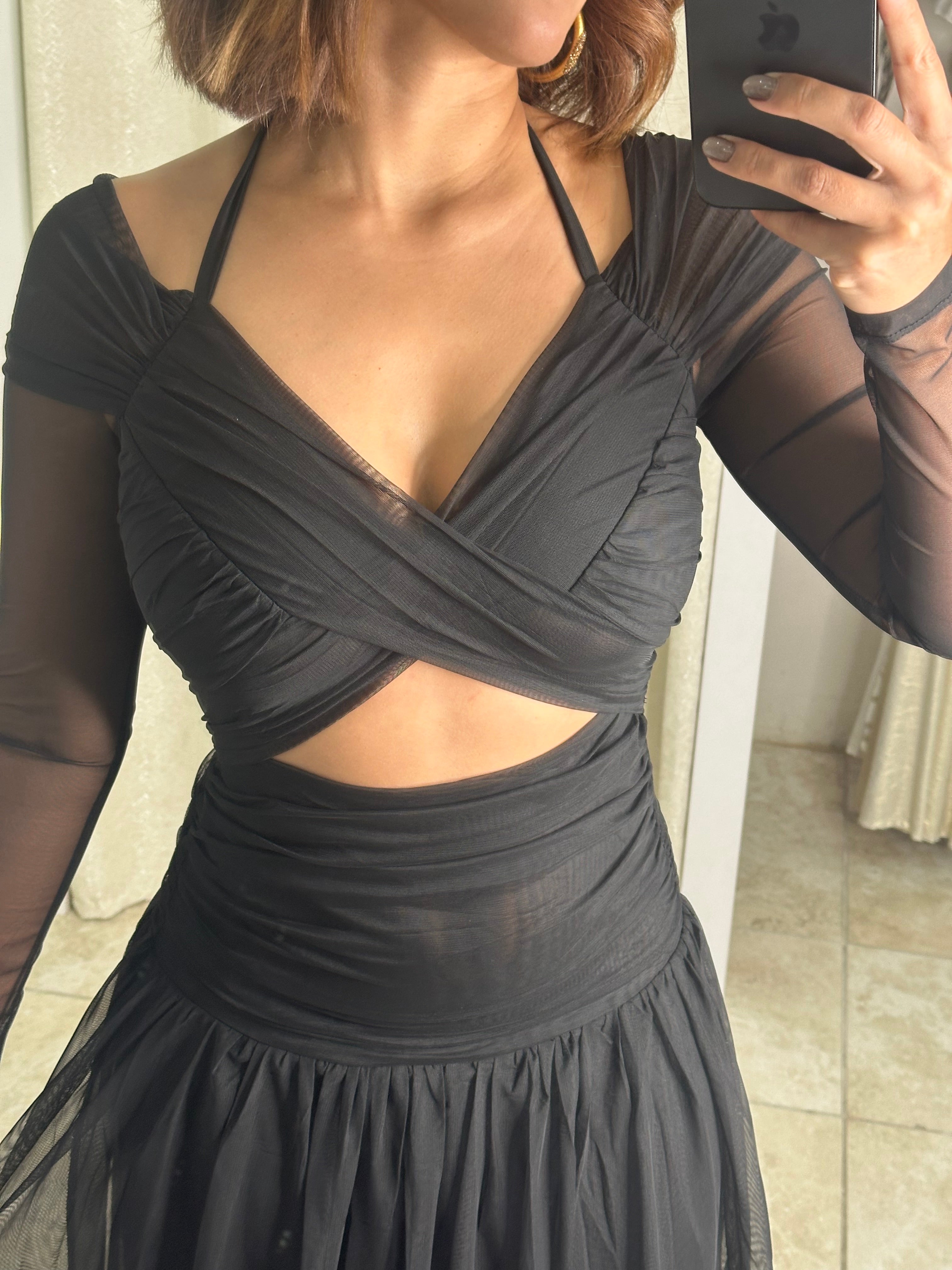 Black Draped Dress