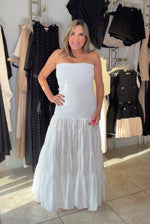 White Strapless Multi Dress