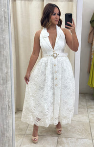 Halter Lace Midi Dress