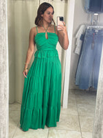 Green Halter Tube Maxi Dress