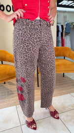 Brown Leopard Barrel Rose Pants