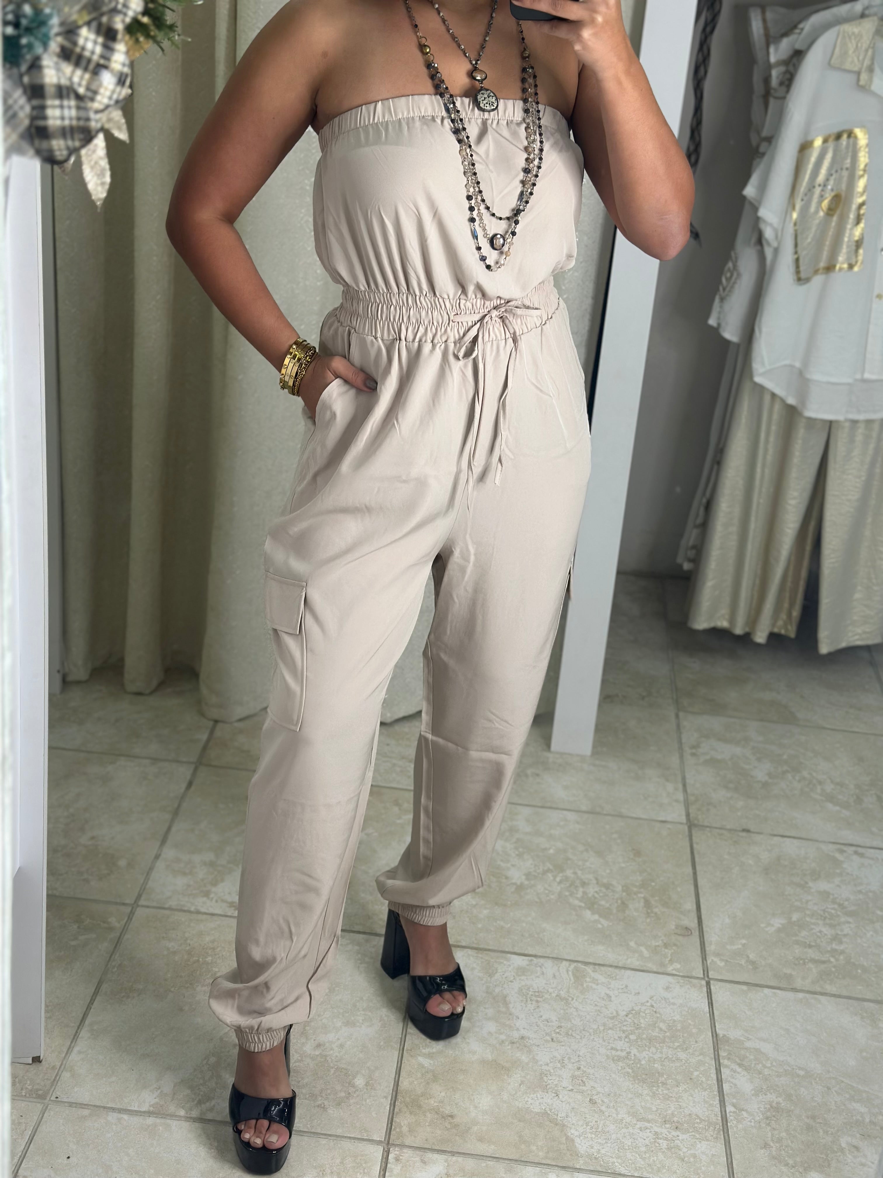 Strapless & Jogger Jumpsuit