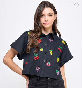 Embroider Fruit Short Top