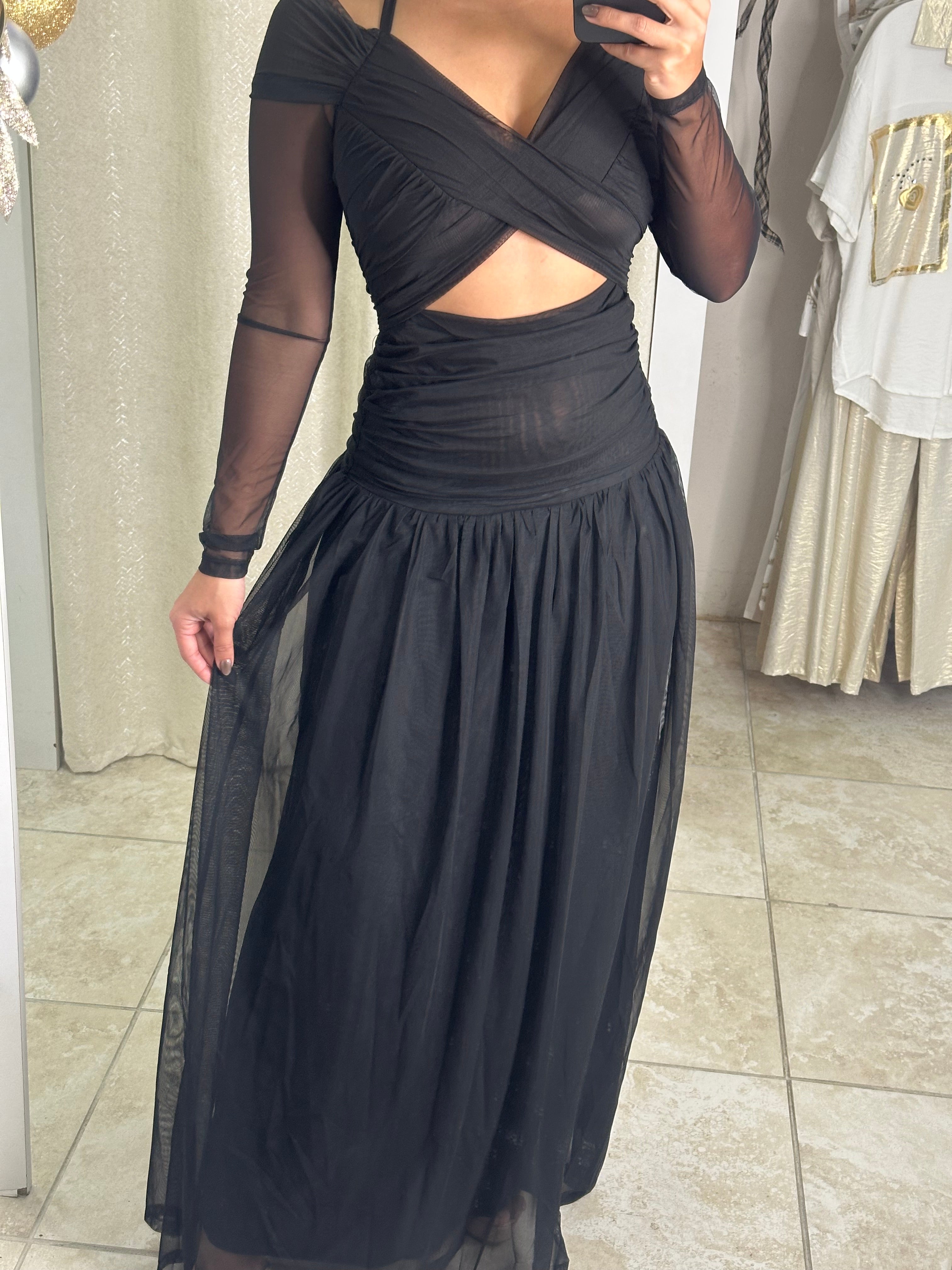 Black Draped Dress