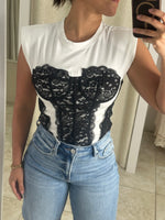 White & Black Lace Shirt