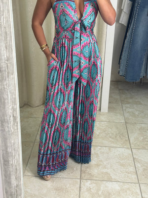 Pleated Satin Jumpsuit