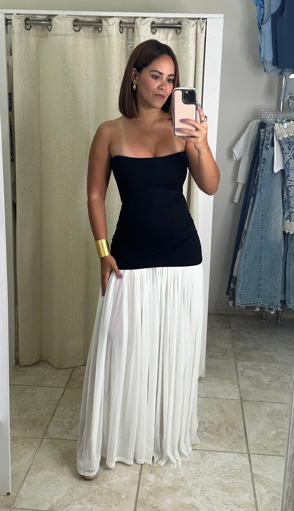 Black & White Tube Maxi Dress