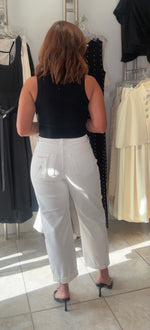 Cream High Rise Barrel Cuffed Pants