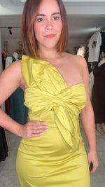 Chartreuse Flower Mini Dress