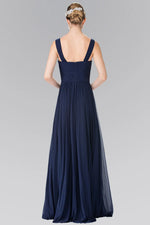 Pleated Bodice Long Dress