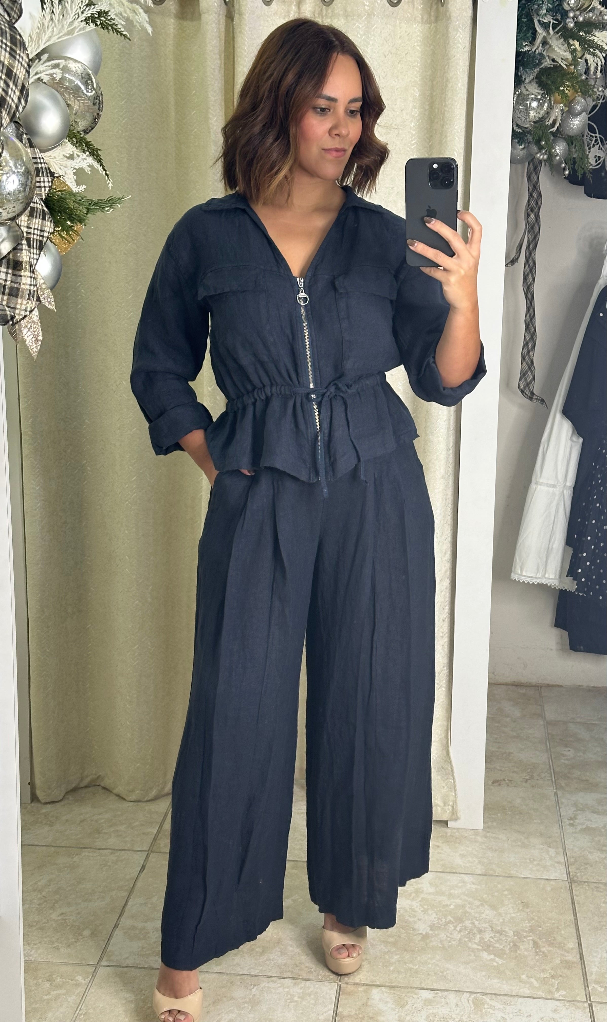 Linen Jacket & Pants Set