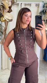 Zip Front Military Vest & Barrel Pants Set