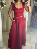 Ruffle Cropped Top & Maxi Skirt