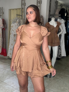 Satin Brown Romper