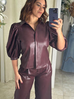 High Waist Burgundy Pant Set