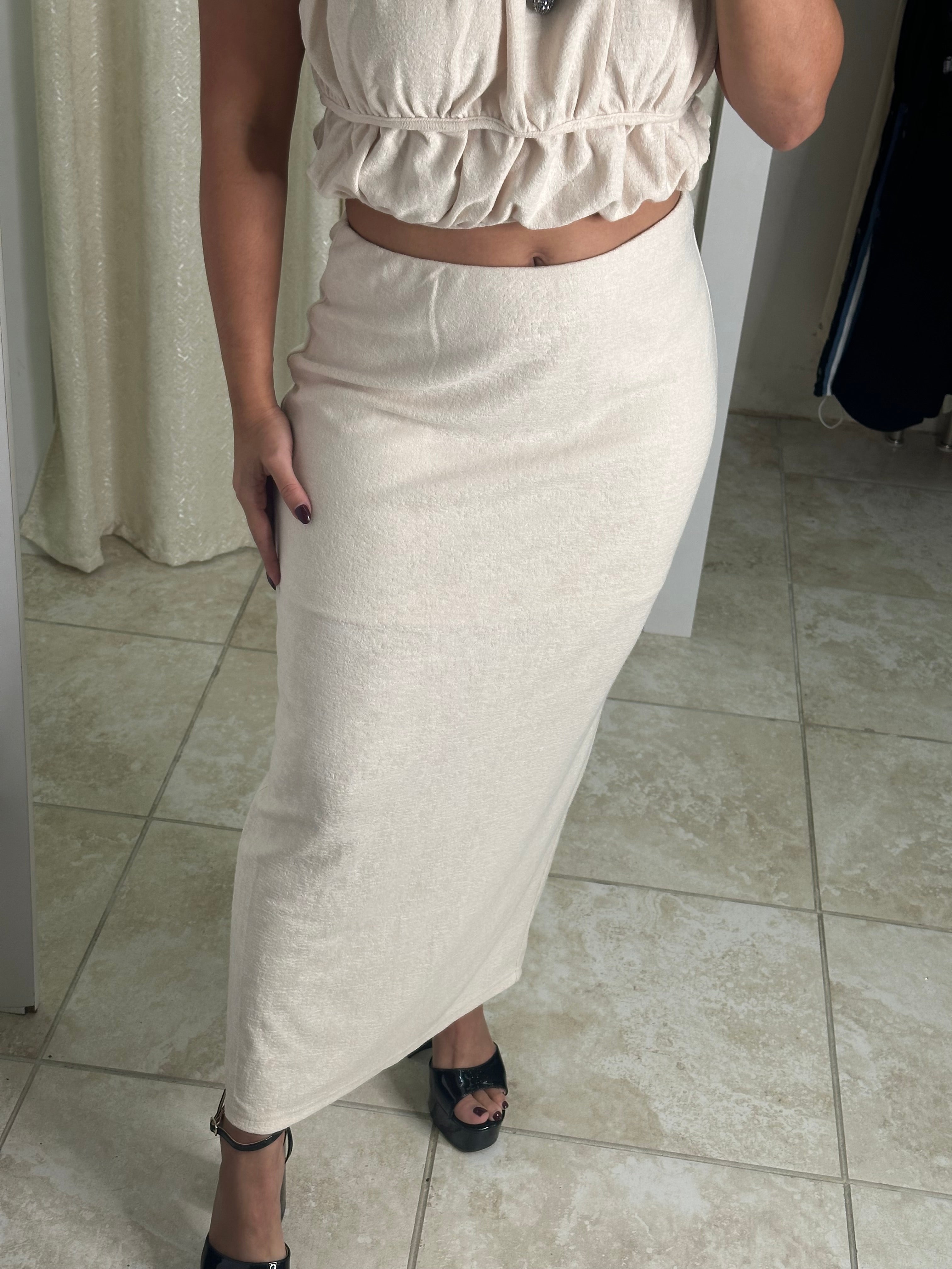 Cream Top & Midi Skirt