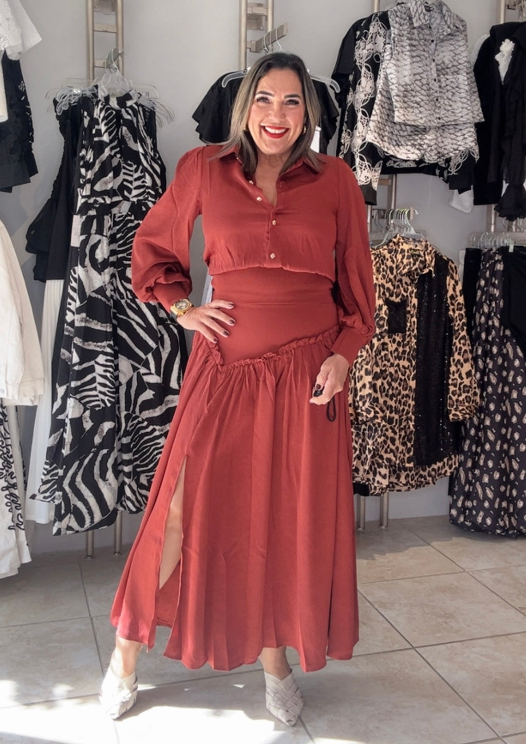 Rust Midi Skirt Set