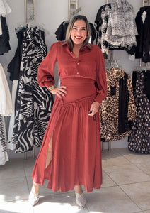 Rust Midi Skirt Set