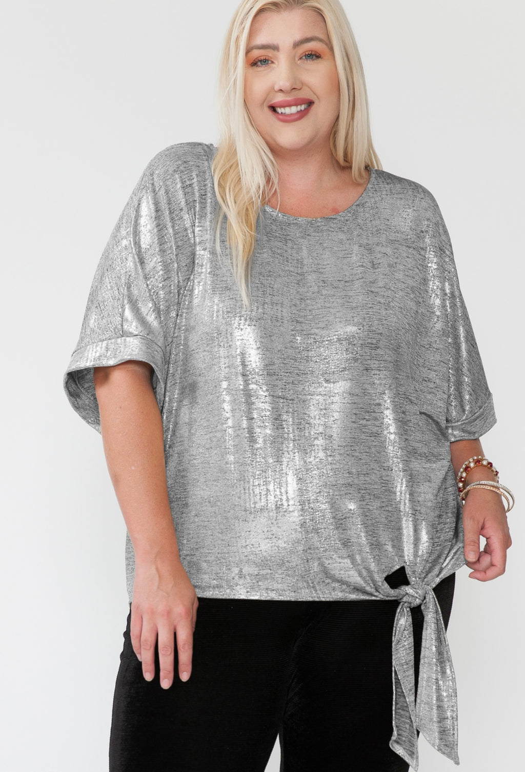One Size Silver Plus Top