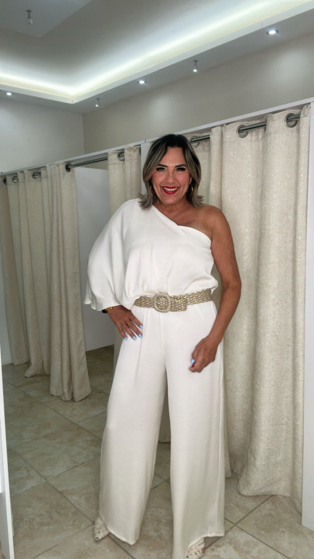 Ivory One Sleeve Jumpsuit