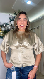 Round Neck Short Sleeve Detail Top