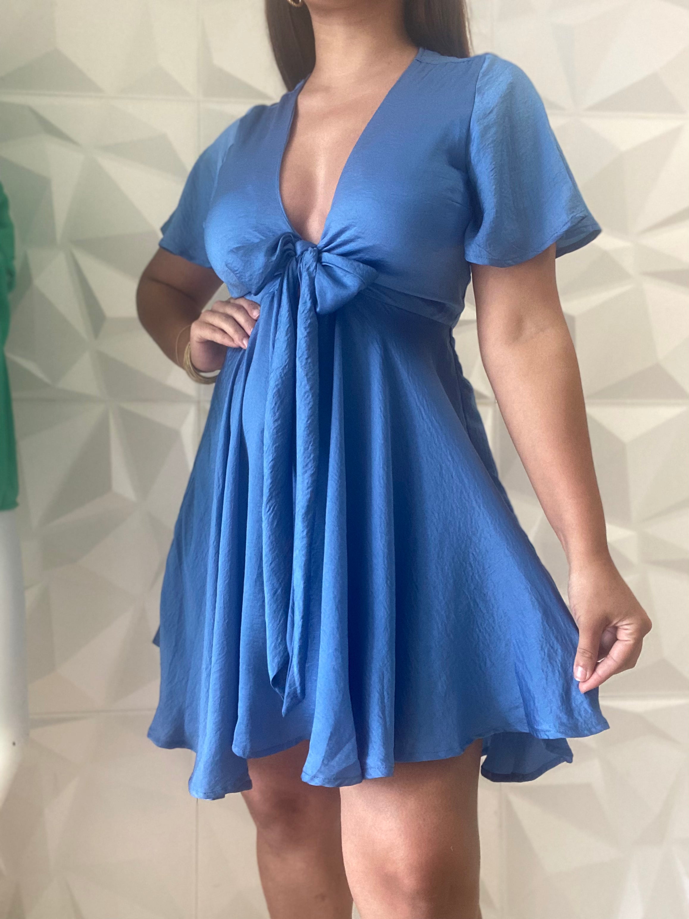 Satin Blue Mini Dress