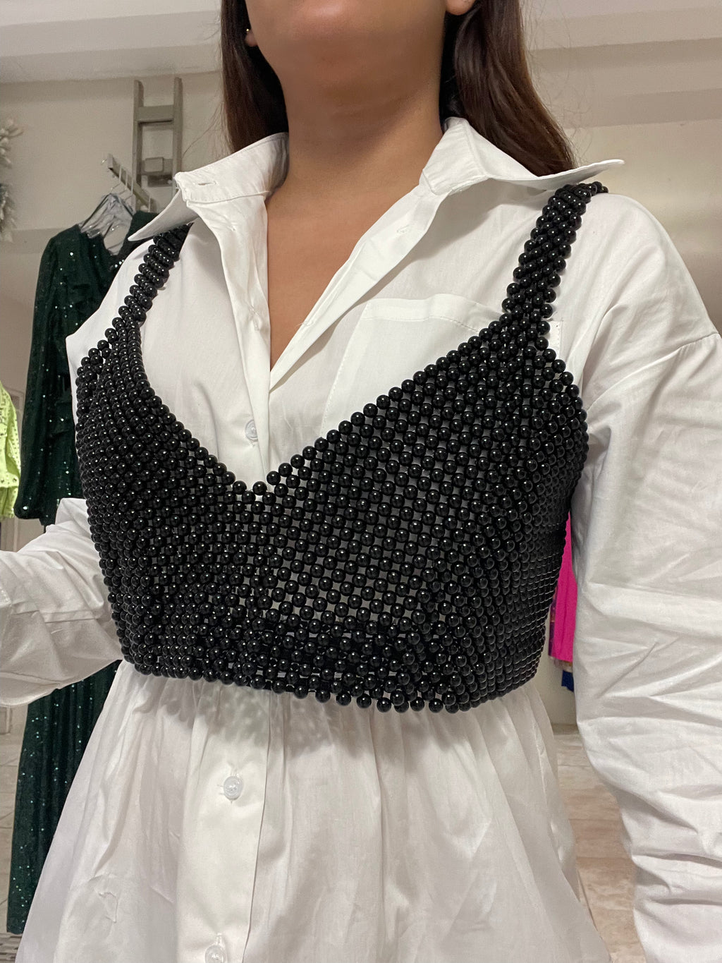Black Pearls Crop Top