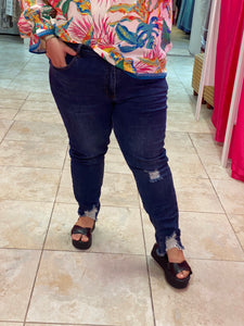 High-Rise Ankle Ripped Plus Size Jeans